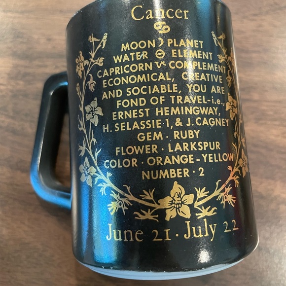 Vintage Cancer Crab Zodiac Astrology Federal Glass Coffee Mug - Picture 3 of 8